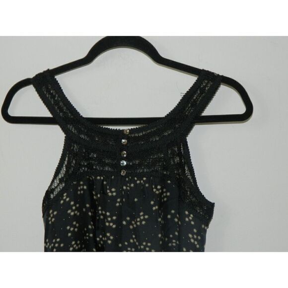Rebecca Taylor Blouse Black Starburst‎ Printed Silk Lace Trim Size 2 - Picture 4 of 9